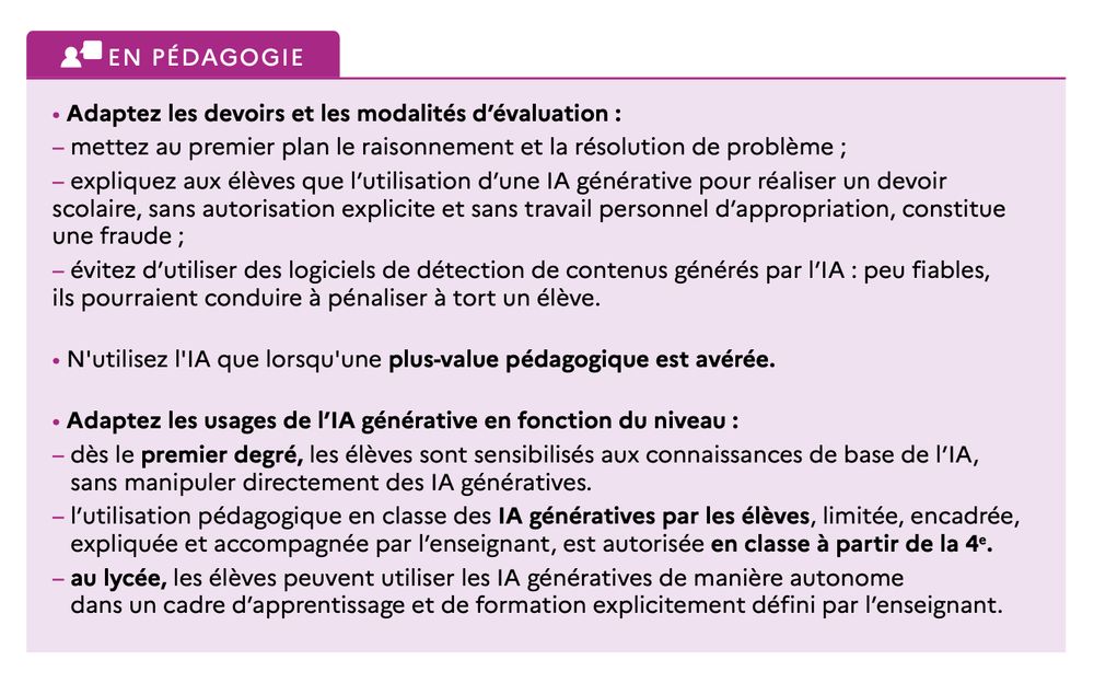 Recommandations au sujet de l’IA en pédagogie