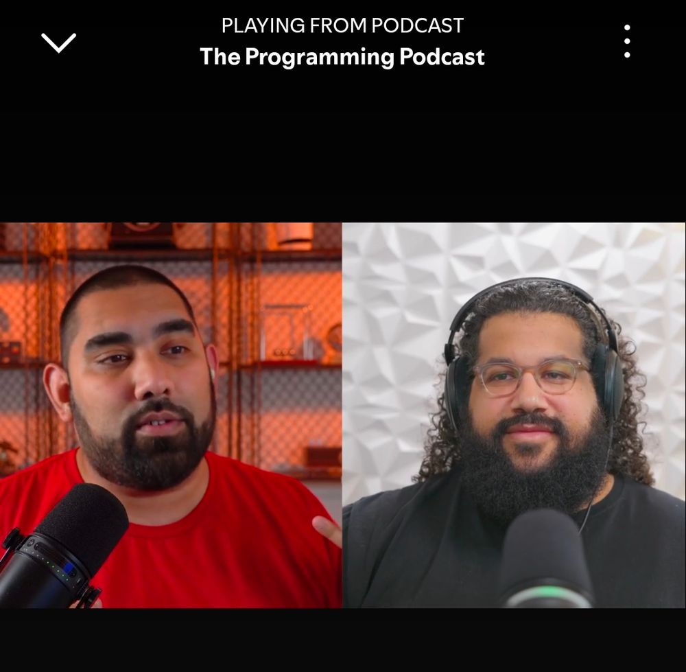 Screenshot of Danny and Leon side by side during an episode of the programming podcast 