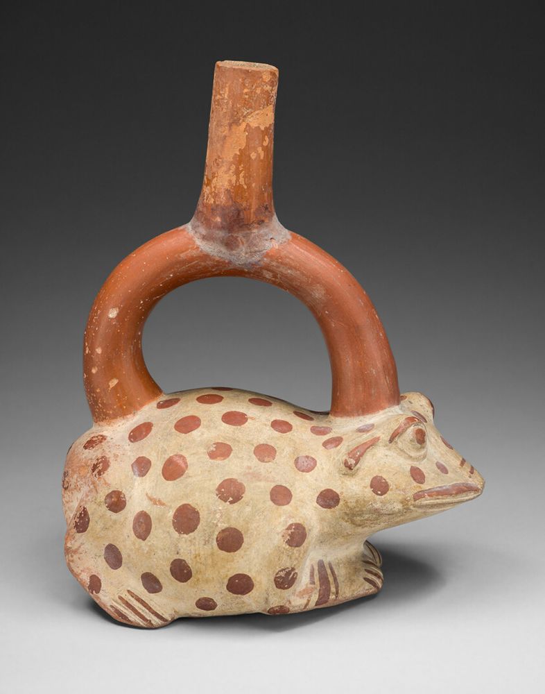 A work made of ceramic and pigment.
