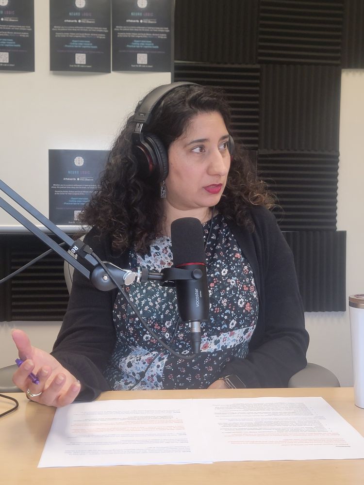 Woman talking into mic