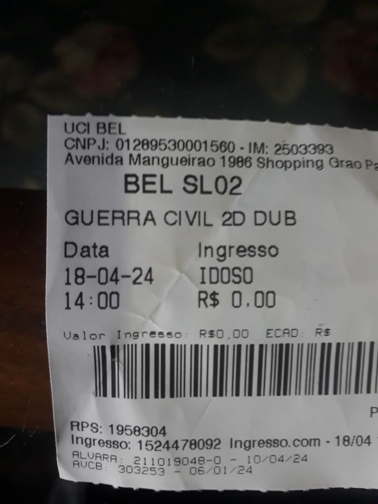 Ingresso do filme!