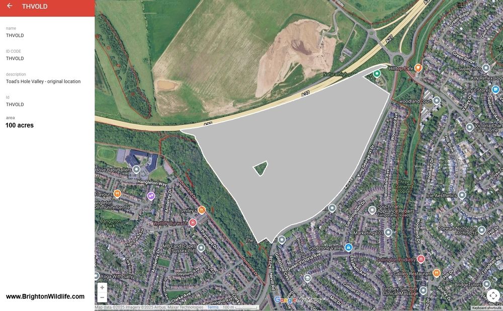 Toad's Hole Valley Local Wildlife Site #LWS map showing intended building area in grey.   #brightonwildlife