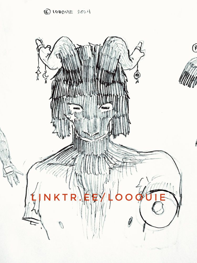 a work in progress goat fursona drawing