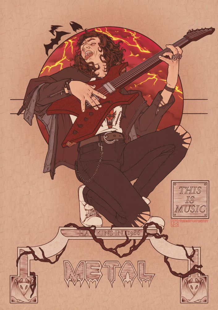 Eddie Munson illustration inspired by J.C.Leyendecker