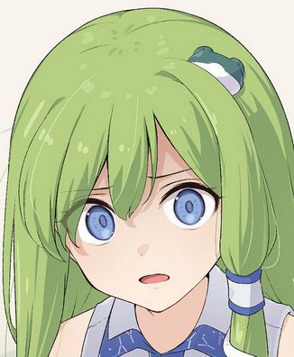cropped fanart of sanae kochiya from touhou project. original image is used in a meme where she's saying like "no, retro is like NES and SNES? the DS and PS2 are still pretty new..."