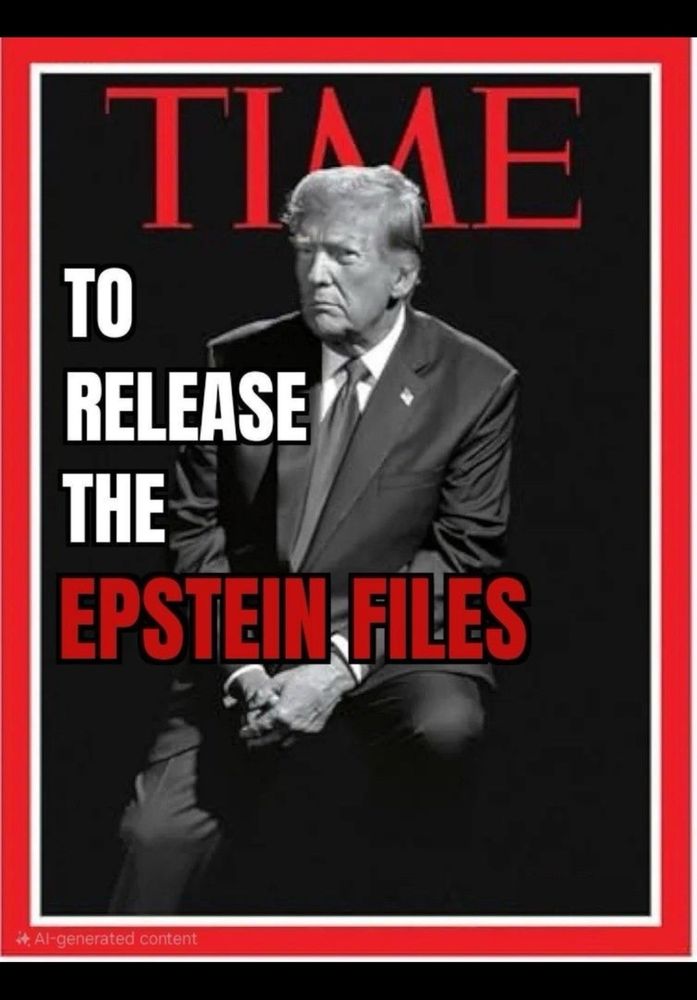 AI generated Time magazine cover with text: TIME to release the Epstein files