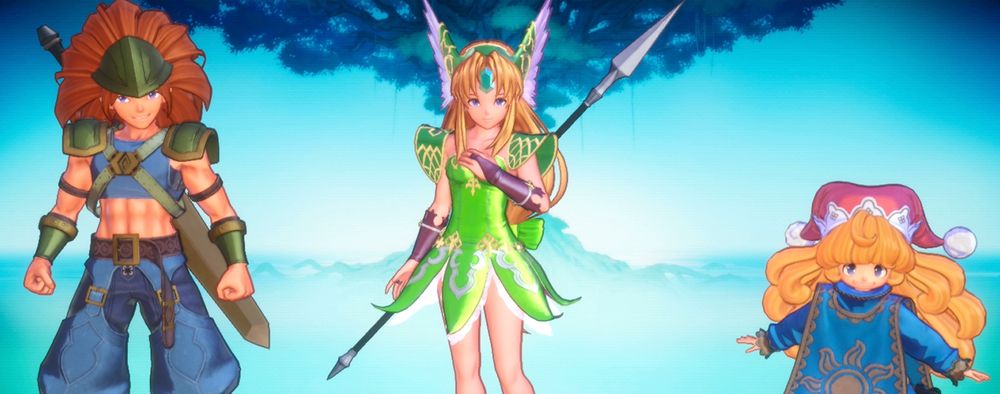 Duran, Riesz, and Charlotte from Trials of Mana who have an abundance of awkward line deliveries in the English dub of the game.