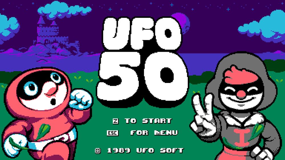 The title screen of UFO 50.