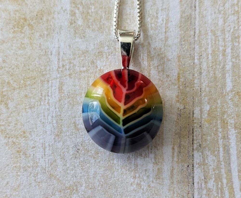 rainbow leaf puddle pendant 