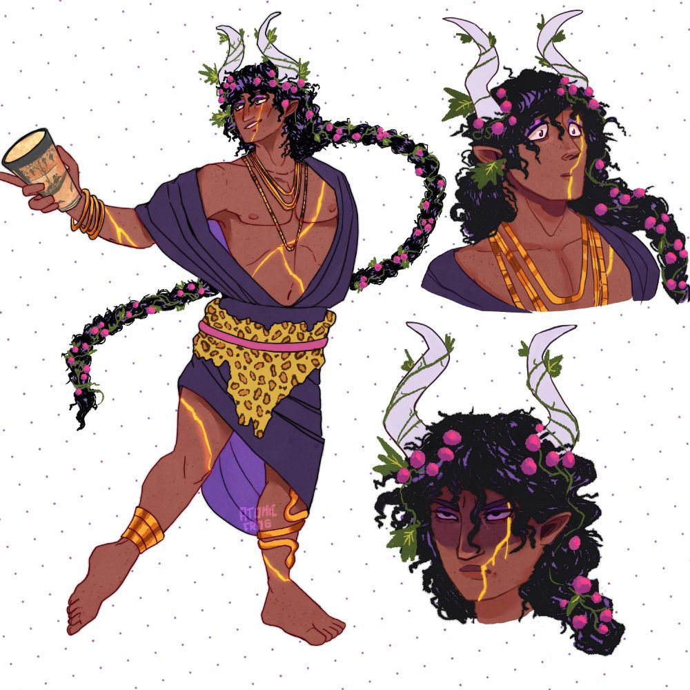 Colored drawings of Dionysus 