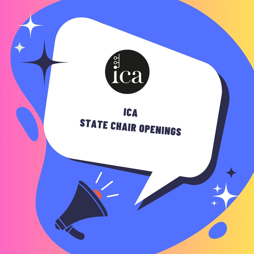 Advertising graphic calling for applications for state chairs in the ICA