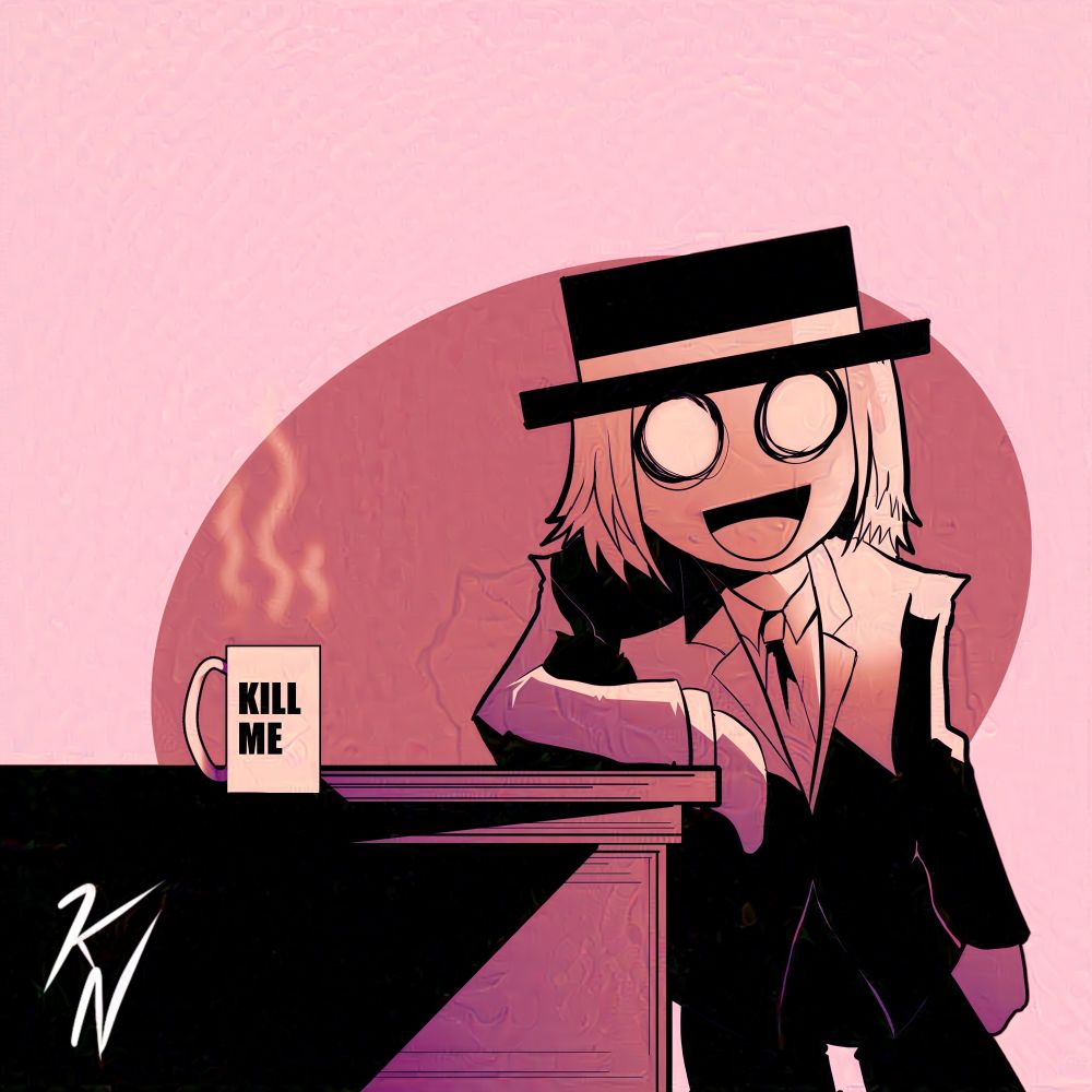 A cute/creepy self-portrait by Kyle Newbridge