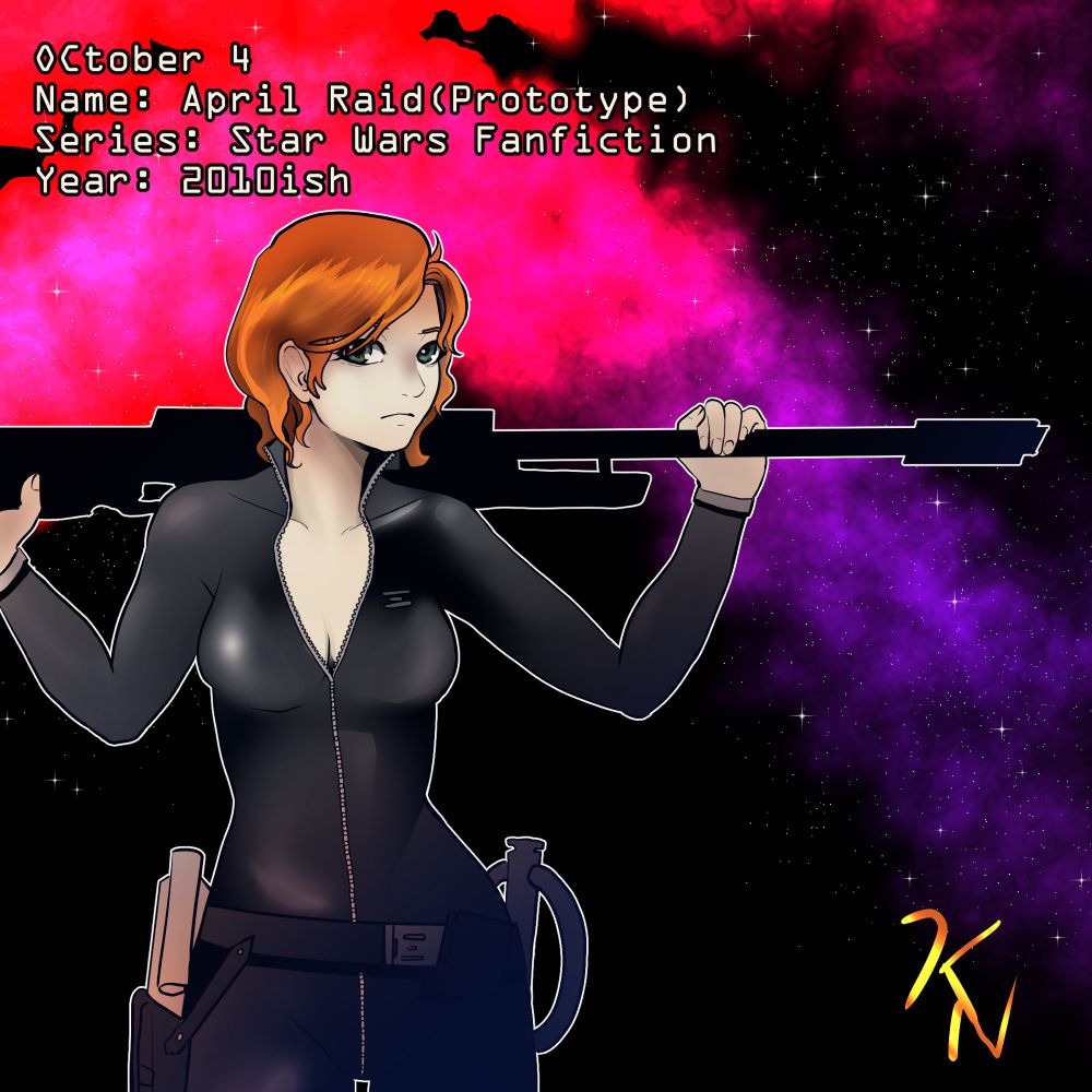 O.C.Tober #4 April Raid (prototype) a girl holding a sniper rifle.