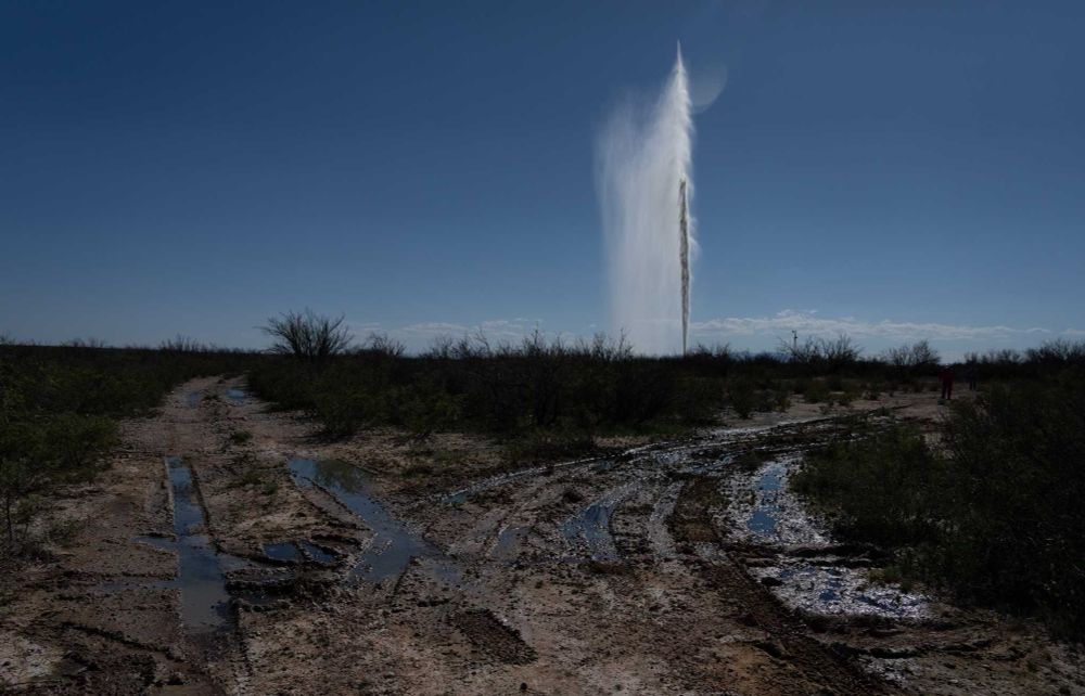 Mysterious 100-foot geyser of salty water erupts in West Texas oilfield