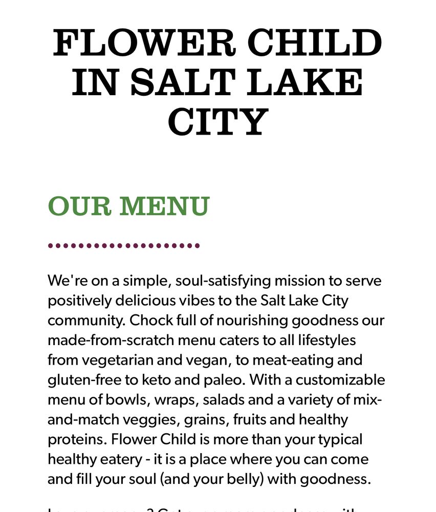 A woke / hippie food menu.