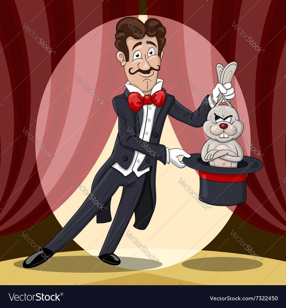 Magician pulling a rabbit out of a hat 