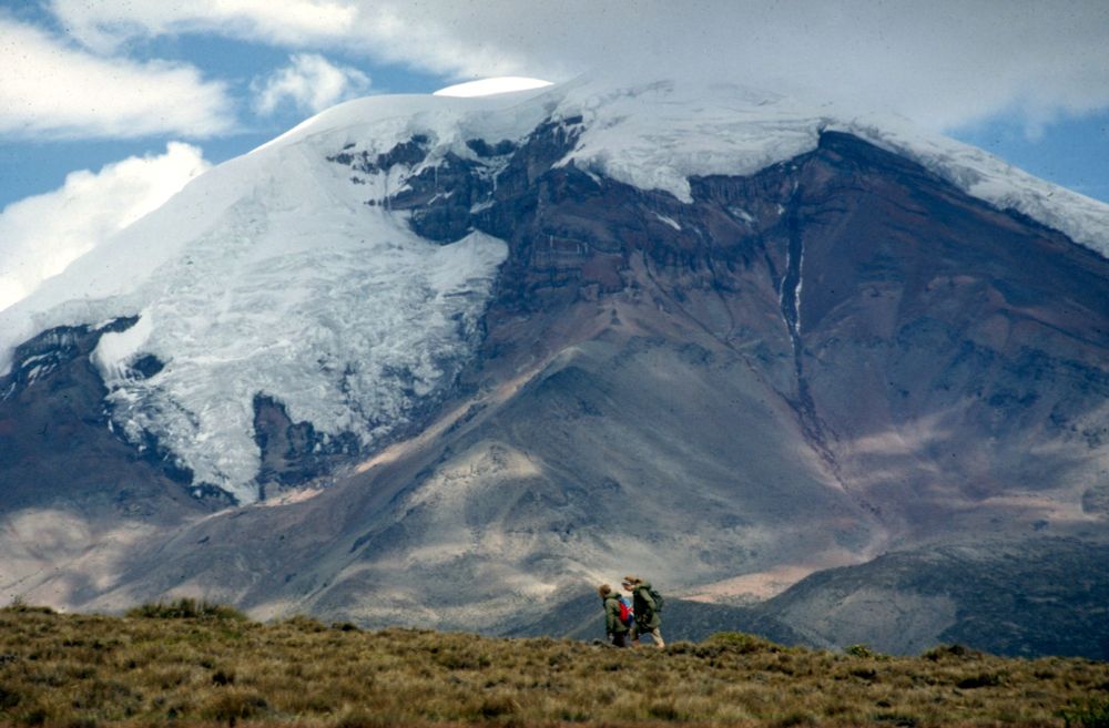The summit of Chimborazo is further from the centre of the Earth than the summit of Everest is, because of the equatorial bulge, so technically this is the highest point on Earth.