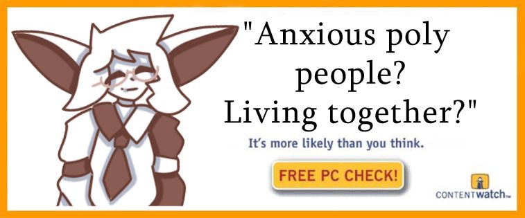 A picture of the "It's more likely thank you think" meme with the main character of my poly trans lesbian game, Ivy.  It says, "Anxious poly people?  Living together?  It's more likely thank you think."  Ivy is a black & white fox wearing a collared shirt and tie, as well as brown glasses.  She has long white hair.  The art of Ivy is by MellowSquish on Toyhouse.