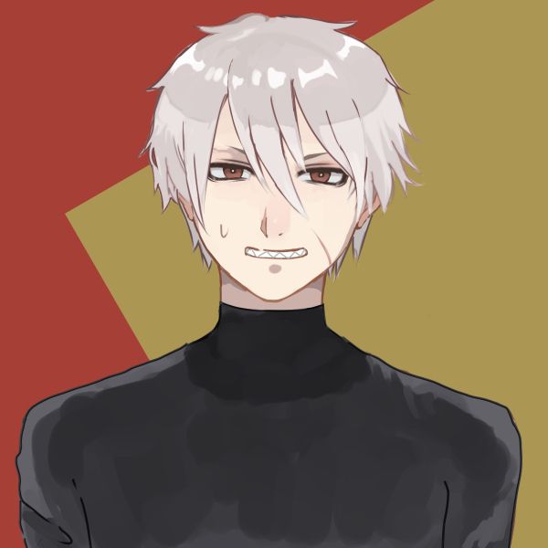 Chase "Toybox" Mitchell, age 27, EOD. Youngest, shortest, highest-energy, and most flexible of the group. Spent several summers (up through his college years) as a regular attendee of a popular circus camp and could have had a career as a professional clown/jester in NY but sidestepped all of that to join the military instead (yes, this is serious LOL).

[a man with sharp teeth, bleach-white-blond hair, and brown-red eyes. There's a scar on his face, and he has finely shaved eyebrows. He appears confident, but also subtly like he hates having his picture taken. He's wearing a plain black turtleneck-style sweater.]