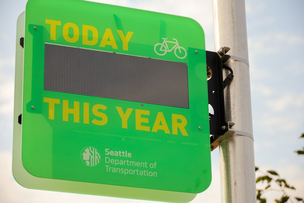 A new bike counter is part of the E Marginal Way project, joining several other permanent bike counters throughout the city that SDOT uses to measure and understand bike ridership.