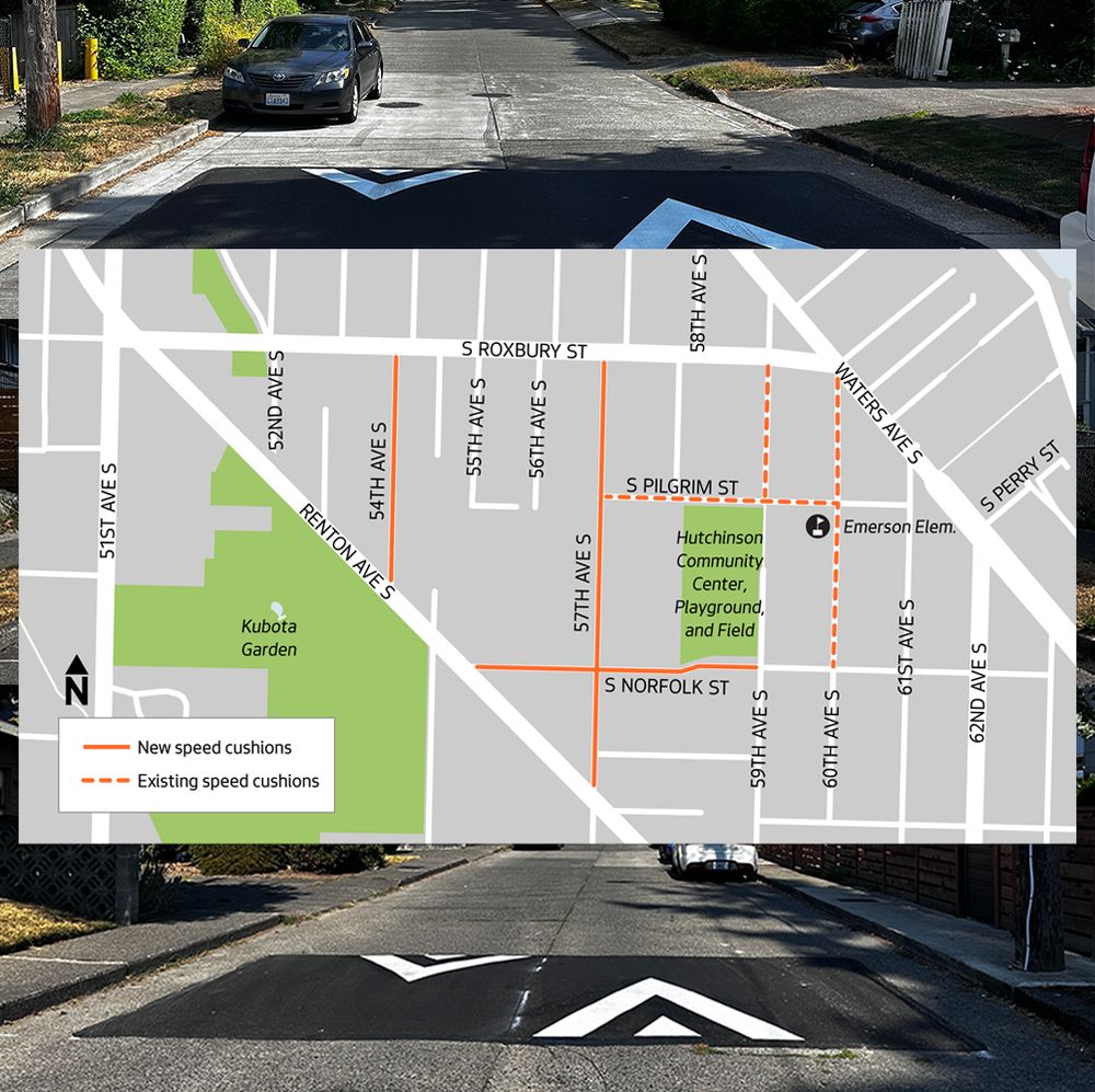A map of the area where the speed humps were installed.
