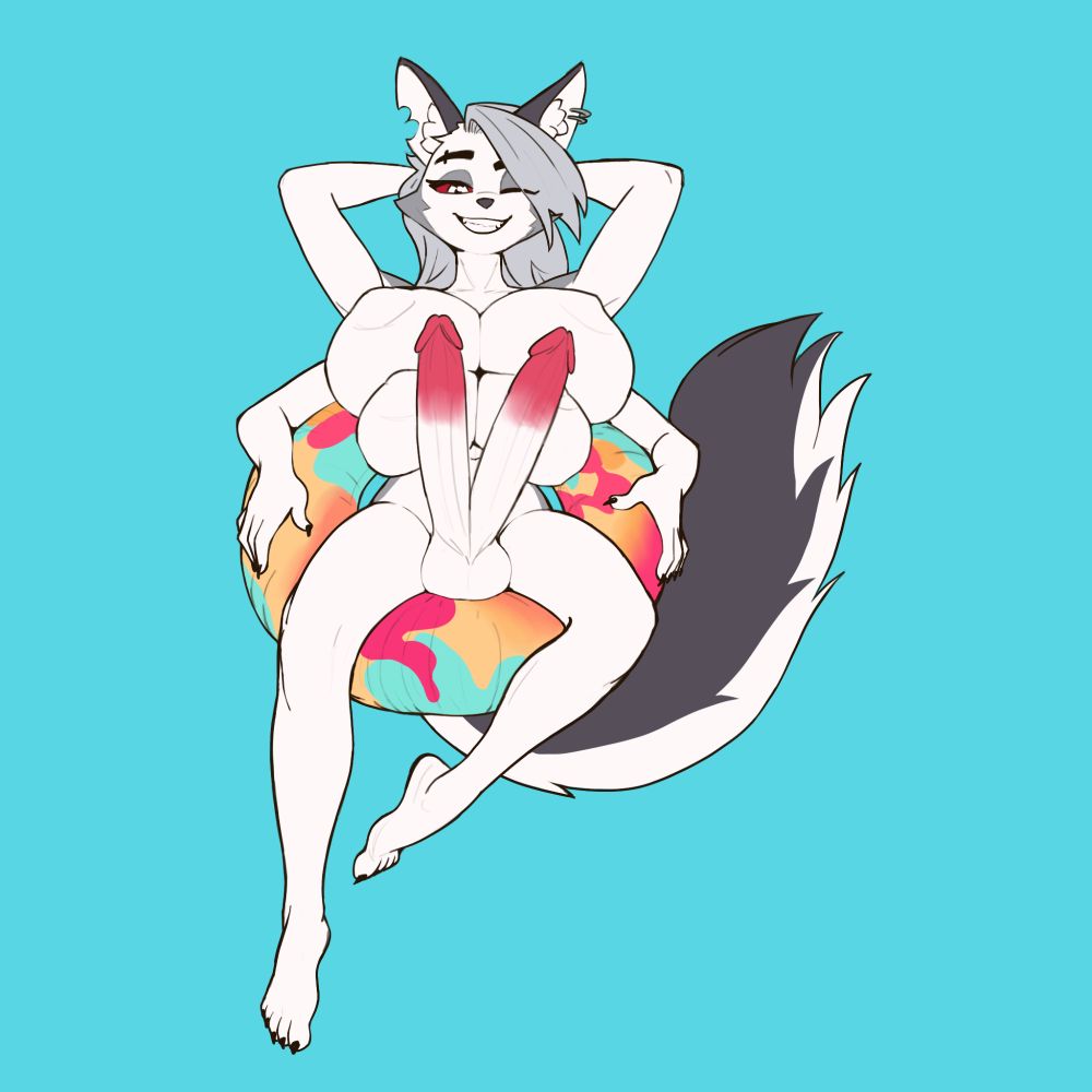 four-armed loona in a pool float WITH HYPER TITS AND DICKS