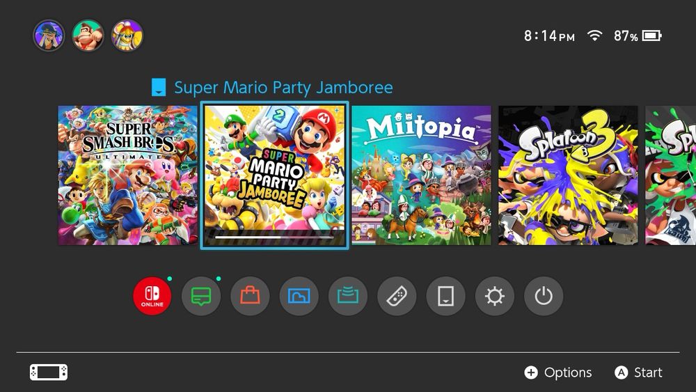 Super Mario Party Jamboree on the switch home screen