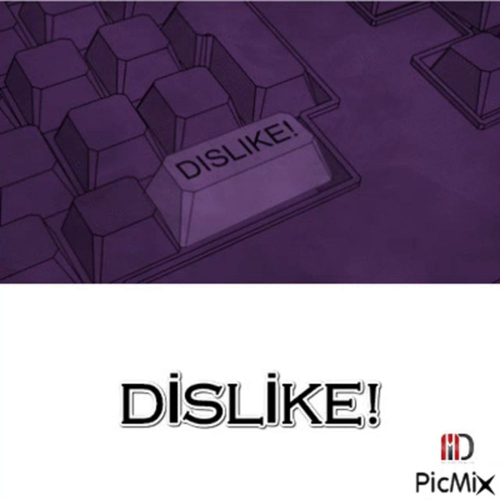 a cartoon of a hand pressing a dislike button