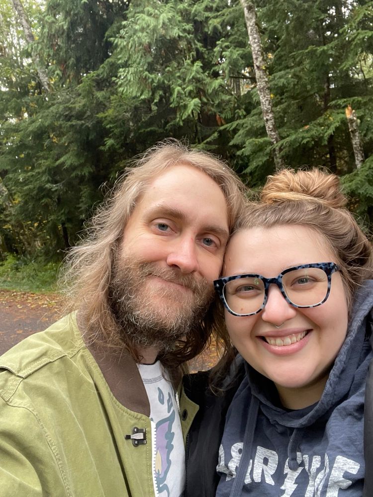 Rachael and I on a walk out in the woods