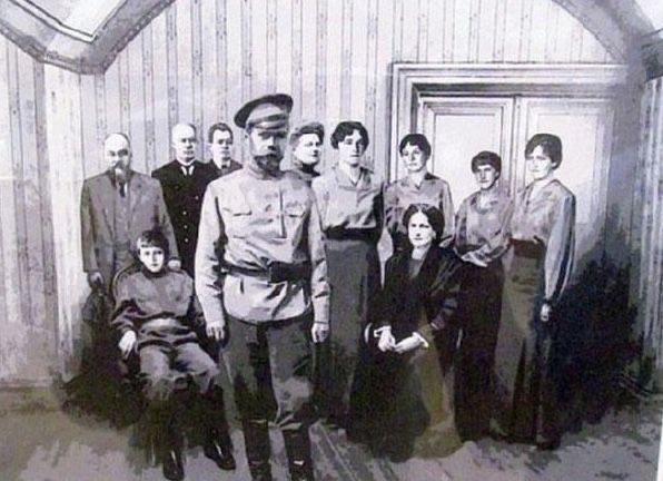 Tsar Nicholas and family in room for a 