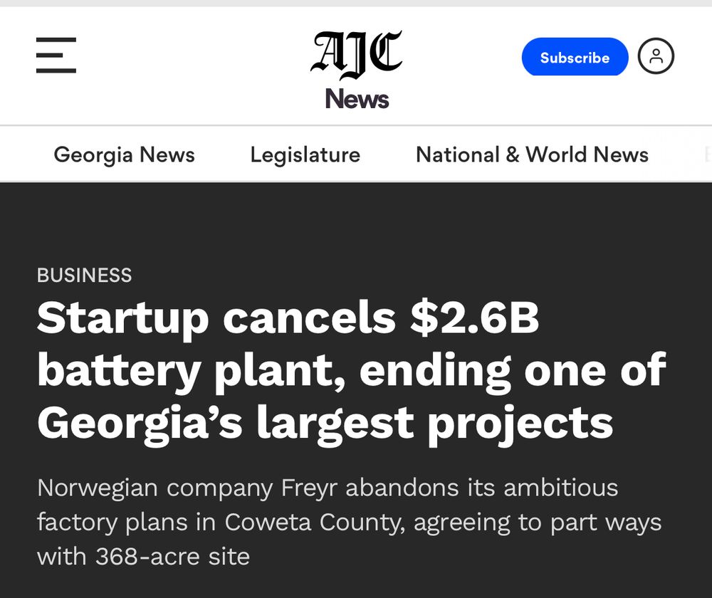 Startup cancels $2.6B battery plant, ending one of Georgia's largest projects