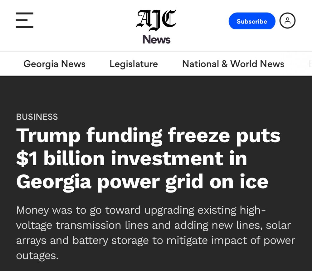 Trump funding freeze puts $1 billion investment in Georgia power grid on ice