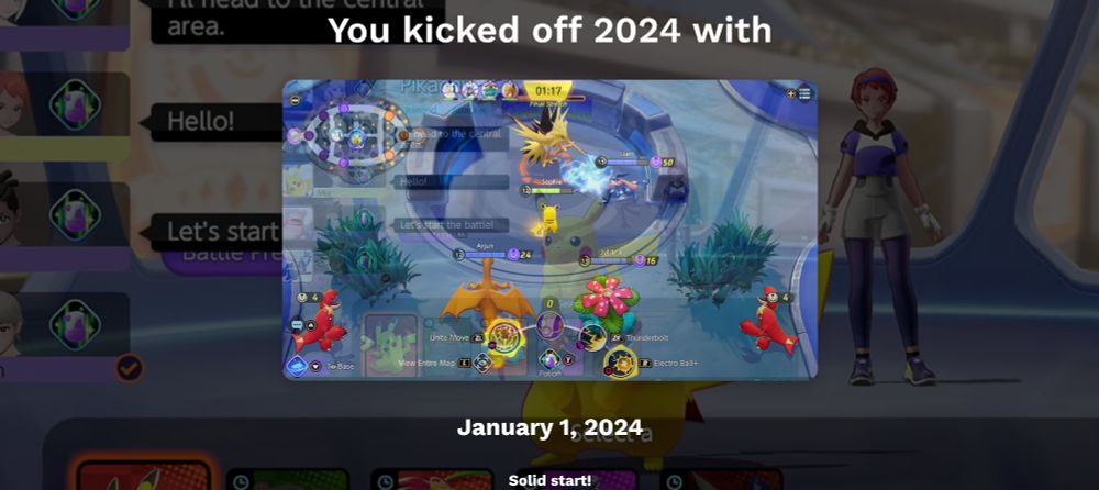 First game I played in 2024: Pokemon UNITE.
(This wasn't the best shot of this screen, sorry.)