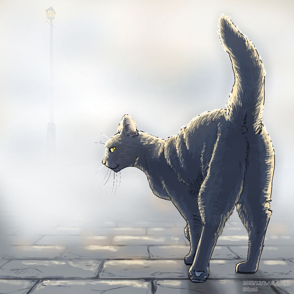 ネコのイラスト　７日目　cat