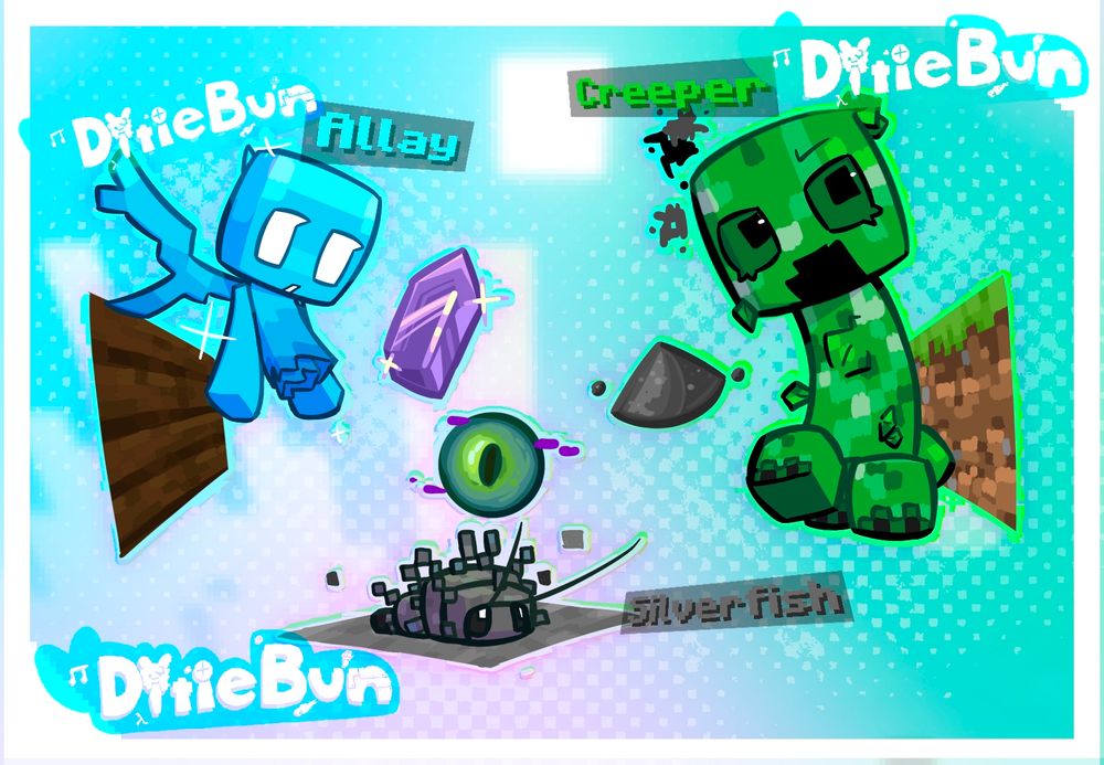 the whole gang (allay, creeper, and silverfish)