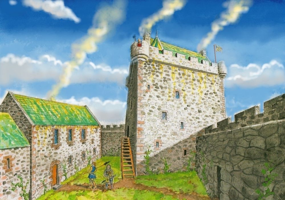 Dunollie Castle, Oban (Scotland) my old watercolour reconstruction. A MacDougall family stronghold. #DunollieCastle #ScottishCoastalCastles #HistoryRebuilt #Watercolourpainting