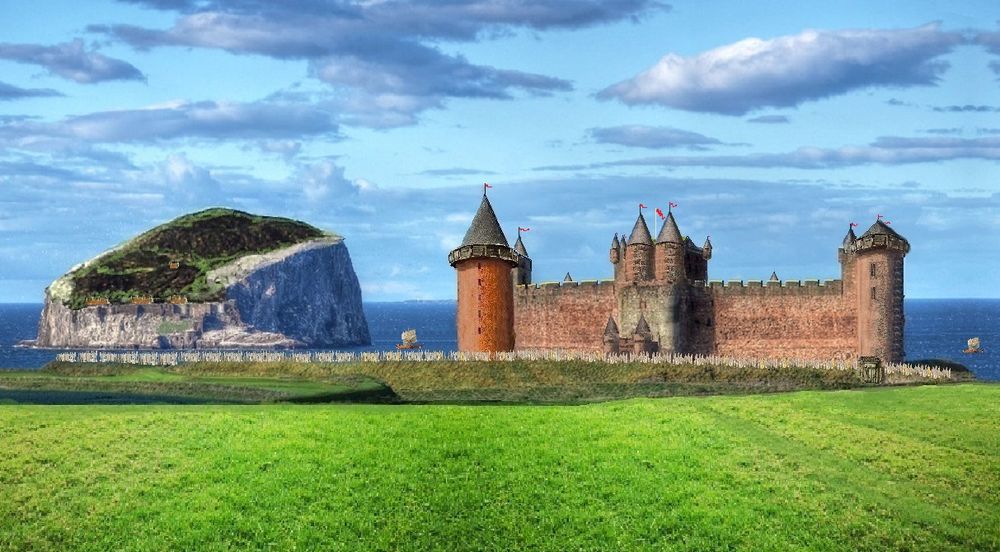 Bass Rock & Tantallon Castle on the Firth of Forth (Scotland)