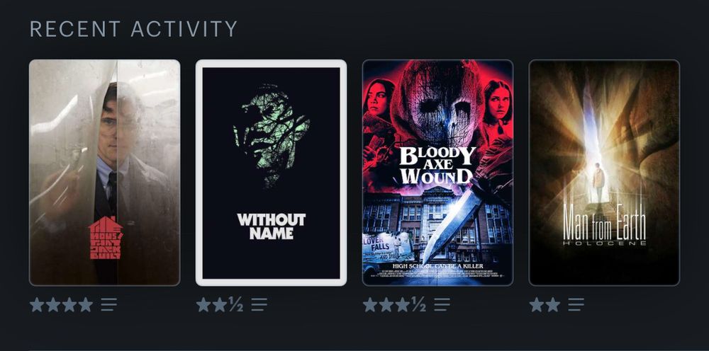 Letter boxes last four: The House That Jack Built (four stars); Without Name (two and a half stars); Bloody Axe Wound (three and a half stars); and Man From Earth: Holocene (two stars)