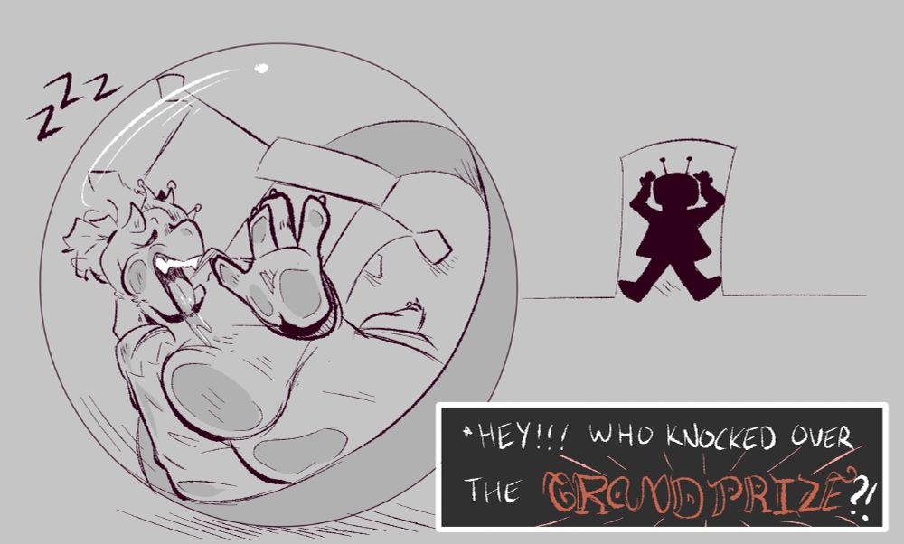 The capsule from Deltarune Chapter 3 that contains the sleeping Toriel rolls over, as she presses against the glass in her sleep.