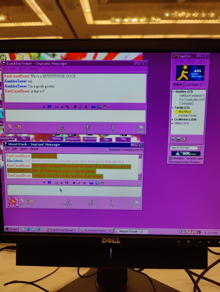 Photo of a computer running AOL instant messenger