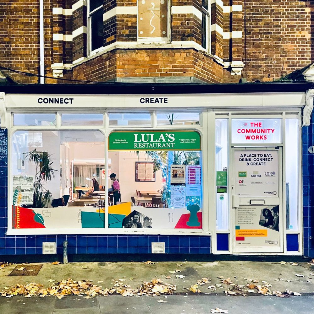 The outside of The Community Works, housing Lula's Restaurant