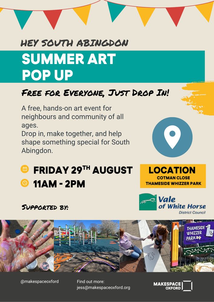 Poster for summer art pop-up featuring day and time