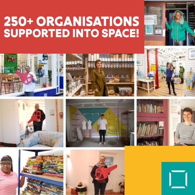 A composite image of various Makespace residents, with the words "250+ organisations supported into space!"