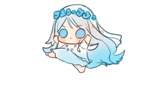 a drawing of a girl with long white hair