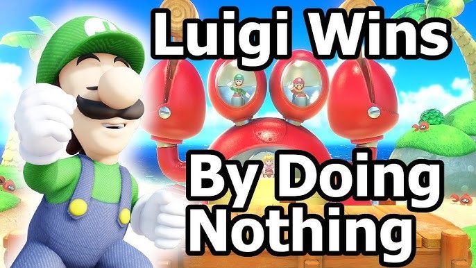 Picture of Luigi from Super Mario dancing with the caption "Luigi Wins By Doing Nothing."