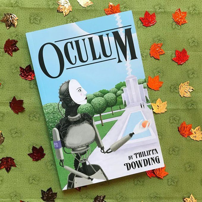 The cover of OCULUM (2018, DCB Young Readers), by Philippa Dowding. A middle-grade dystopia with themes of climate change, inequity, dystopia, and life in a post-apocalyptic world. 