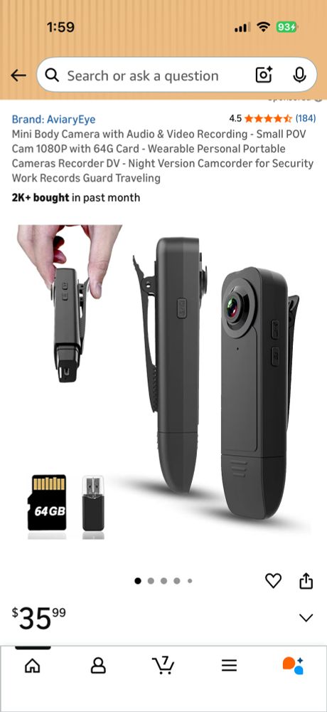 Ad for a $35.99 clip on video camera.