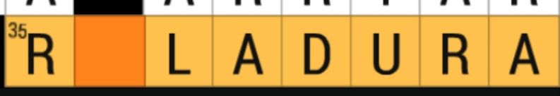 corte do jogo palavras cruzadas do site do jornal oglobo. Lê-se da esquerta para a direita R, espaço em branco, L, A, D, U, R, A.