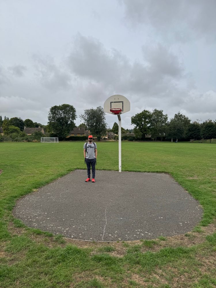 Basketball court with only a small paved area for the key