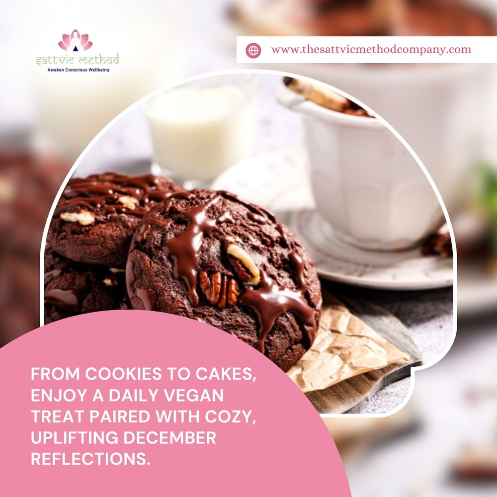 From cookies to cakes, enjoy a daily vegan treat paired with cozy, uplifting December reflections.